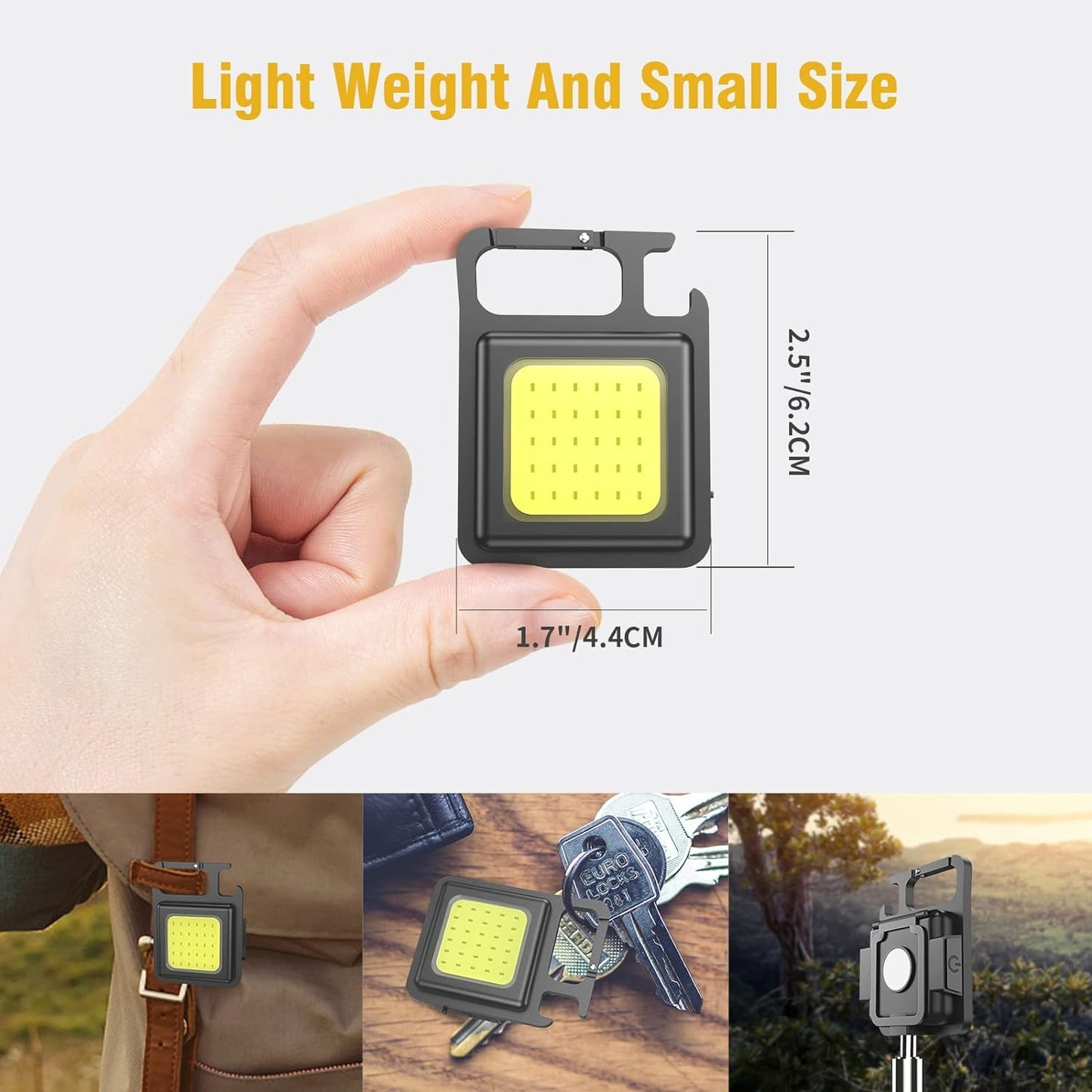 Cob Bright Mini Keychain Light Small Led Flashlight Usb Rechargeable 4 Modes 800 Lumens Portable Pocket Lights With Folding Bracket Bottle Opener And Magnet Abs