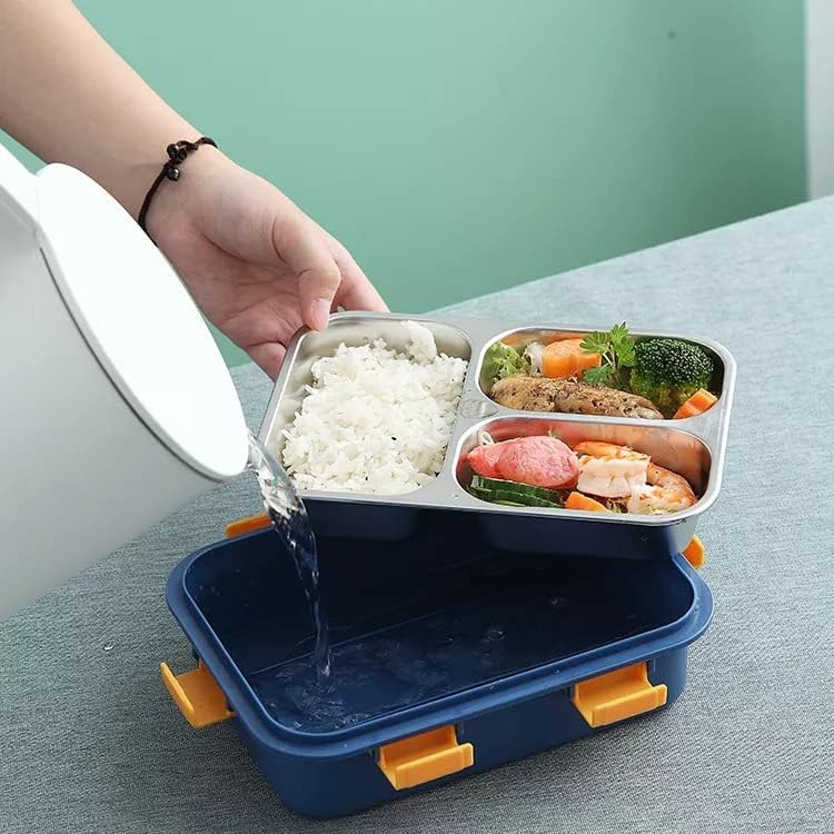 Lunch Box 3 Compartment Leak Proof Bpa Free Stainless Steel With Spoon For School Lunch Box For Kids School  Office