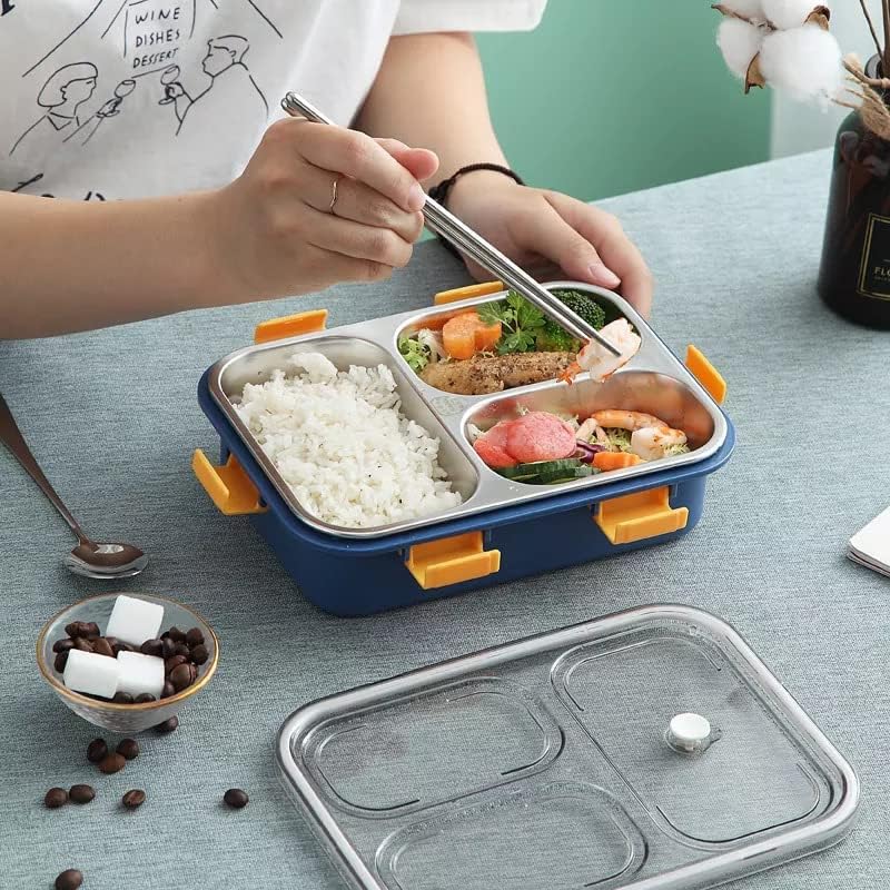 Lunch Box 3 Compartment Leak Proof Bpa Free Stainless Steel With Spoon For School Lunch Box For Kids School  Office