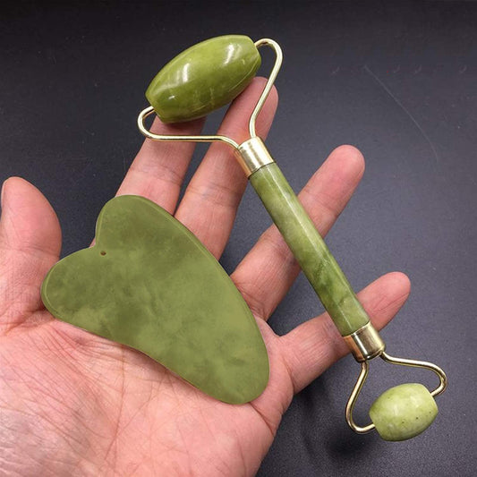 Facial Massager Jade Roller  Gua Sha Tool Natural Himalayan Stone For Face Neck Healing Skin Wrinkles  Serum Application